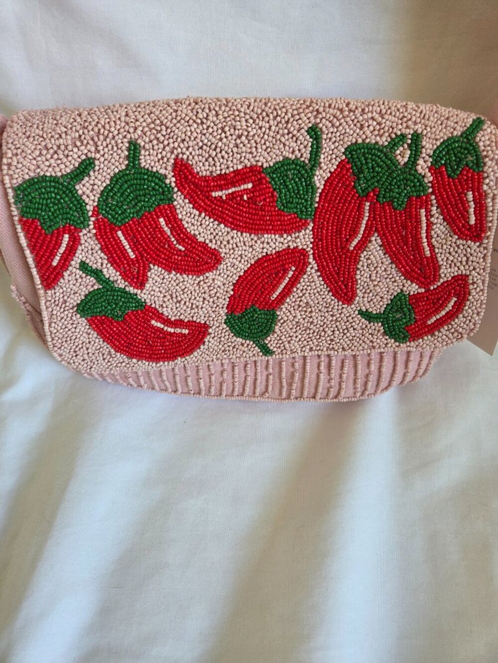 A New Day Chili Pepper Hand Beaded Flap Shoulder Bag - Picture 2 of 13